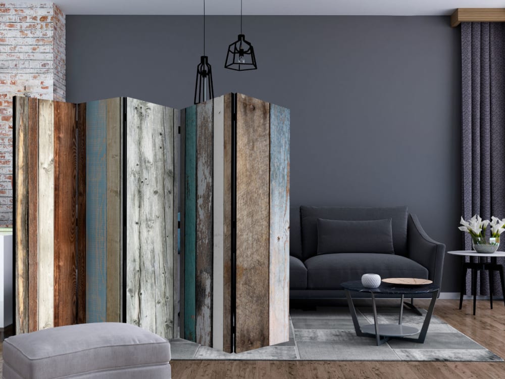 Paravent 5 volets Texture bois coloré - Artgeist - Maisons du Monde
