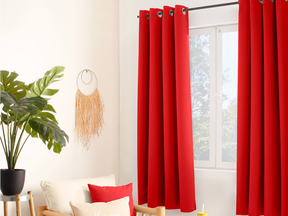 2 Rideaux occultants avec œillets 140 x 180 cm rouge - Maisons du Monde