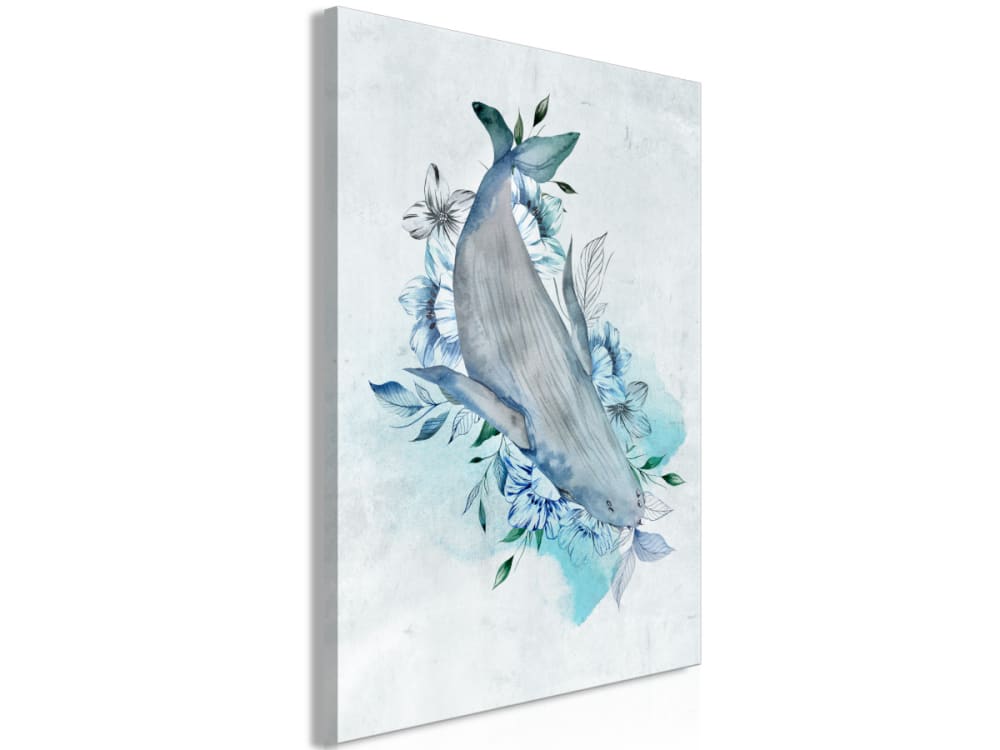 Tableau enfant baleine - fleurs