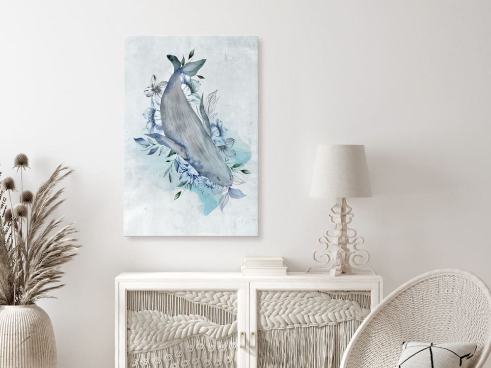 Tableau enfant Baleine et fleurs - 40 x 60 cm - Artgeist - Maisons du Monde