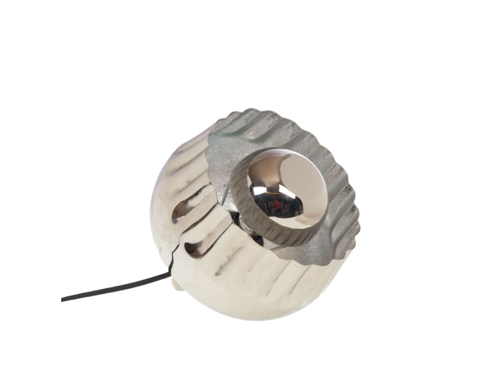 Lampe de table sculpturale en métal argenté pour salon et chambre