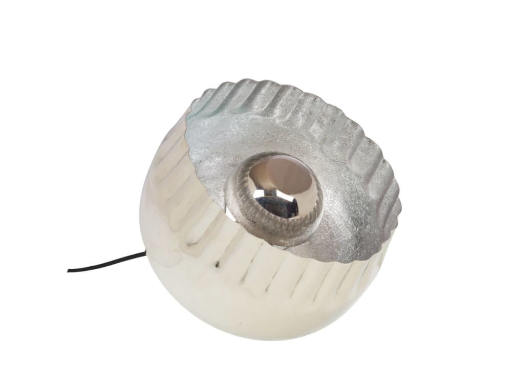 Lampe de table sculpturale en métal argenté pour salon et chambre