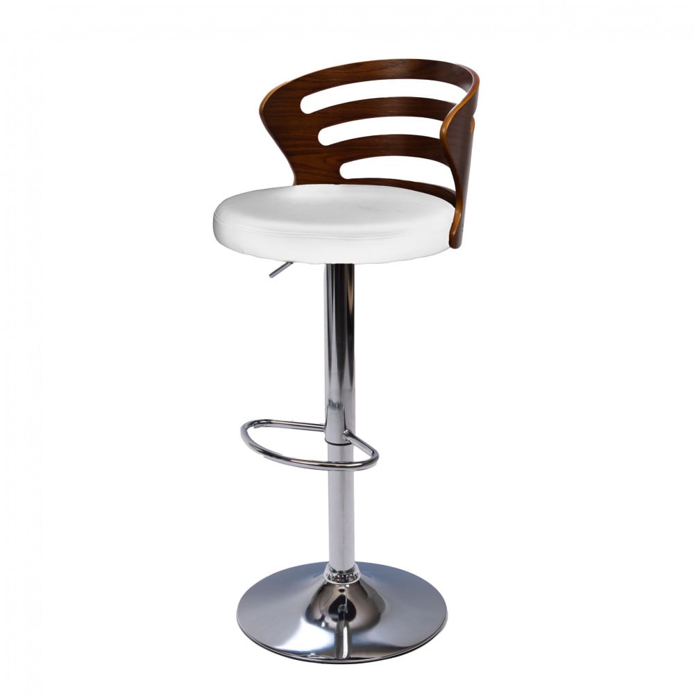 Tabouret de bar Emilio  blanc en cuir