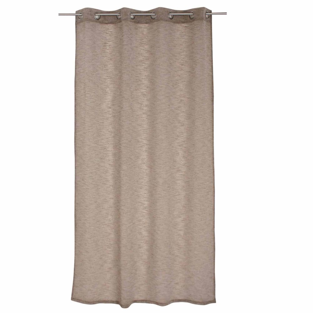 Voilage tamisant à l'aspect lin polyester taupe 140x240 cm