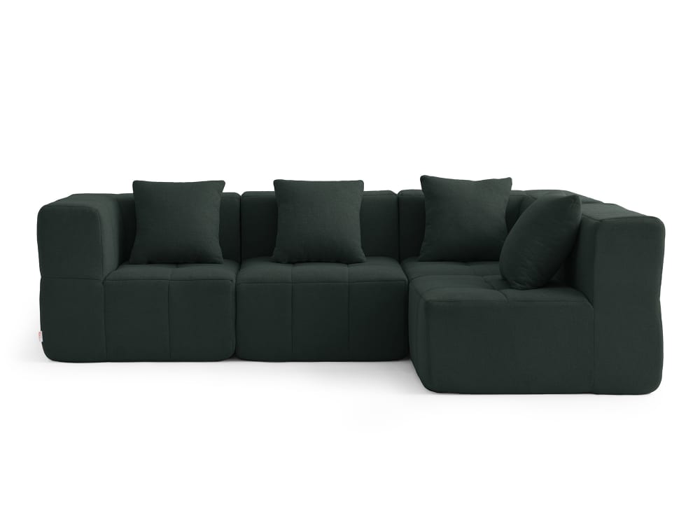 Canapé d'angle modulaire 4 places Tissu fine bouclette Vert foret