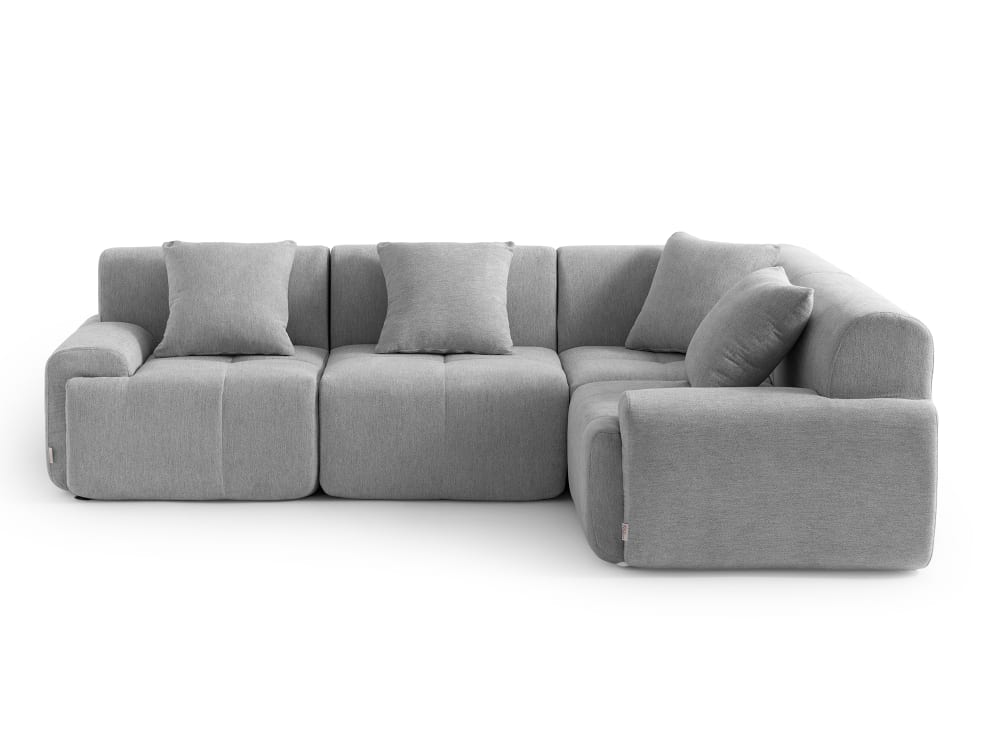 Canapé d'angle modulaire 4 places Tissu chenille Gris minéral