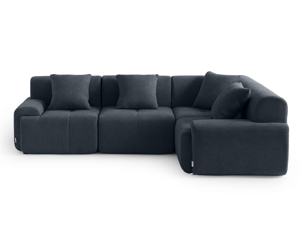 Canapé d'angle modulaire 4 places Tissu chenille Bleu gris