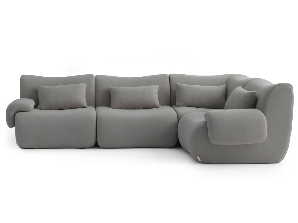 Canapé d'angle modulaire 4 places Tissu fine bouclette Gris nuage