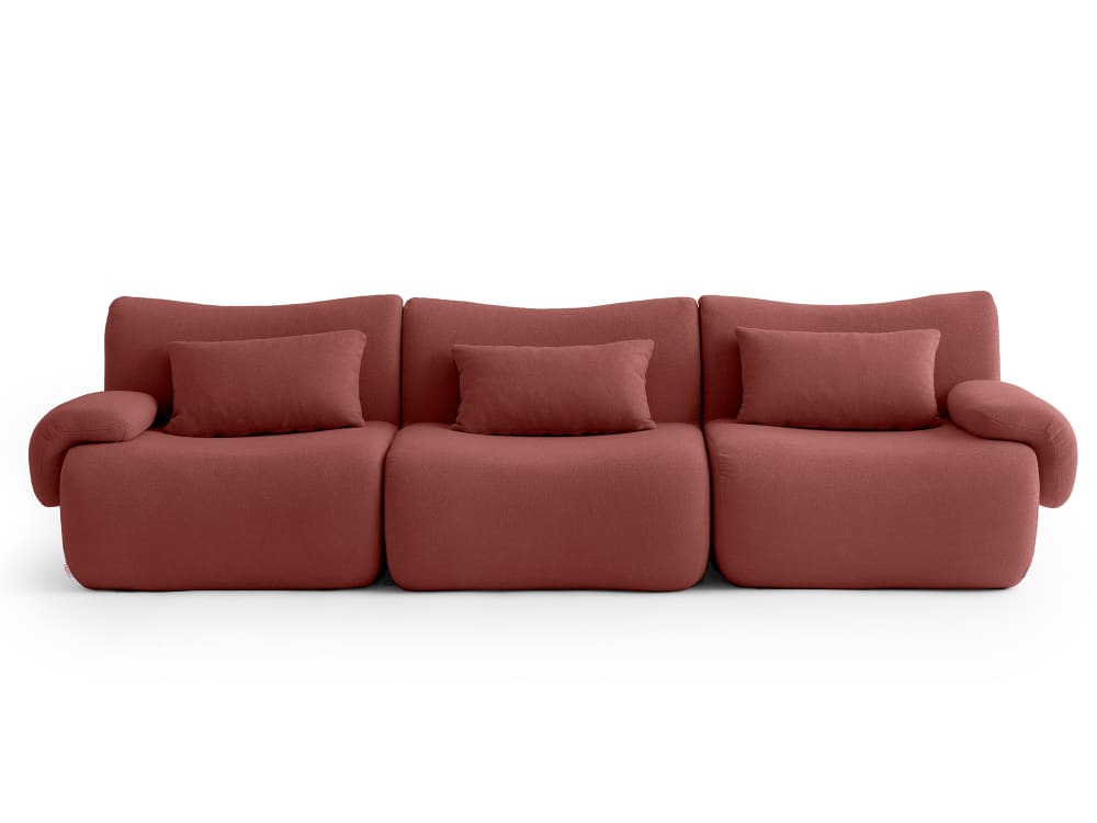 Canapé droit 3 places Tissu fine bouclette Rouge terracotta