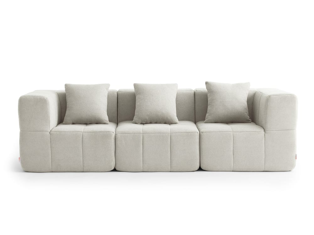 Canapé droit modulaire 3 places Tissu fine bouclette Beige crème
