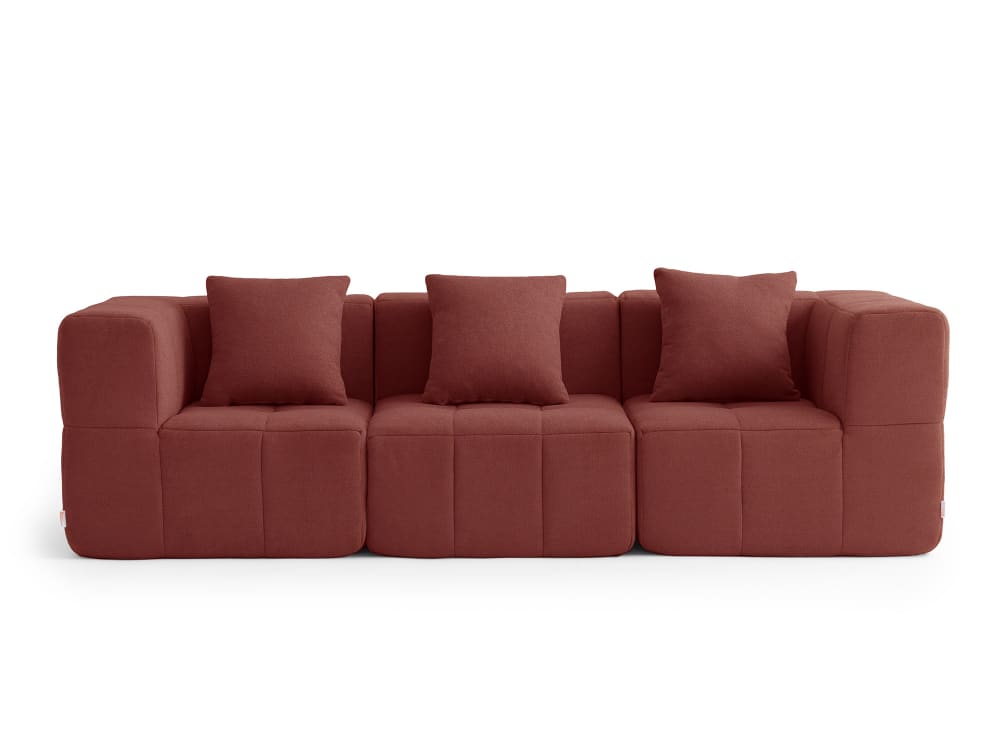Canapé droit modulaire 3 places Tissu fine bouclette Rouge terracotta