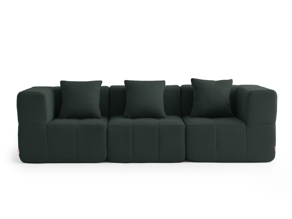 Canapé droit modulaire 3 places Tissu fine bouclette Vert foret