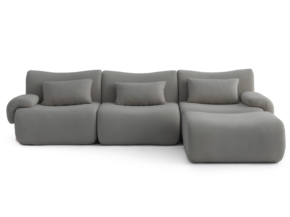 Canapé d'angle 3 places avec méridienne tissu fine bouclette Gris