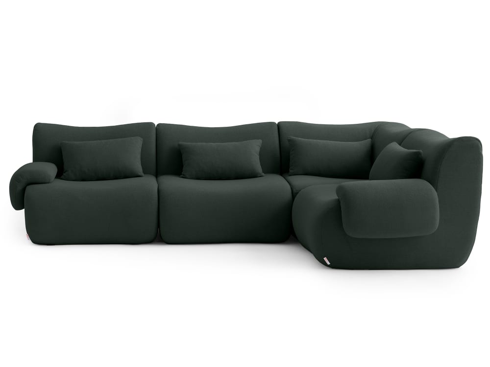 Canapé d'angle modulaire 4 places Tissu fine bouclette Vert foret