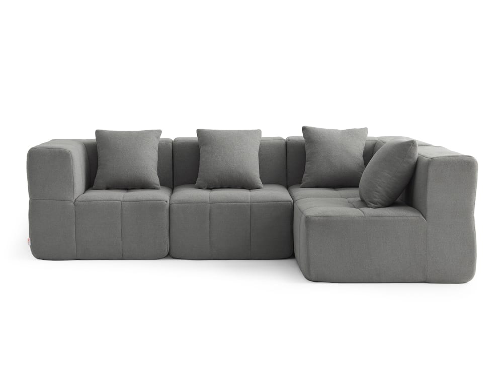 Canapé d'angle modulaire 4 places Tissu fine bouclette Gris nuage