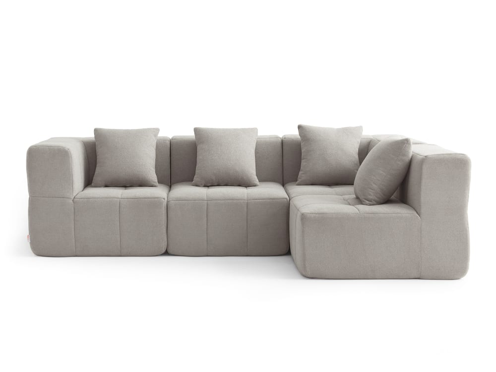 Canapé d'angle modulaire 4 places Tissu fine bouclette Beige pierre