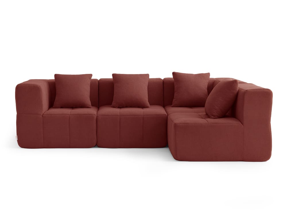 Canapé d'angle 4 places Tissu fine bouclette Rouge terracotta