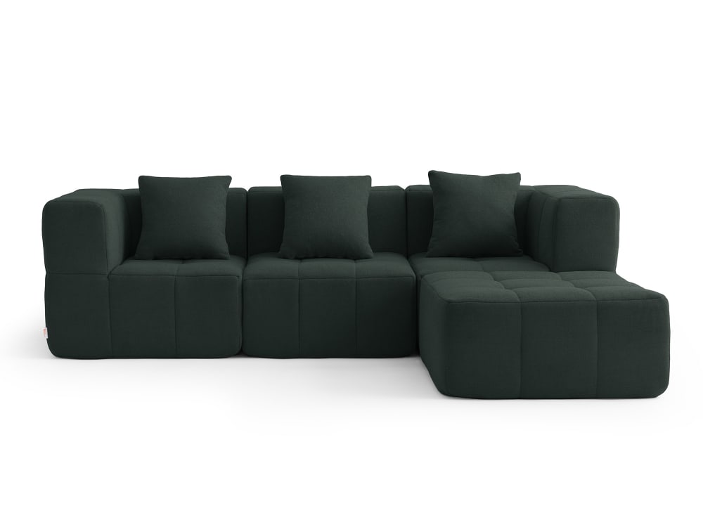 Canapé d'angle 3 places avec méridienne Tissu fine bouclette Vert
