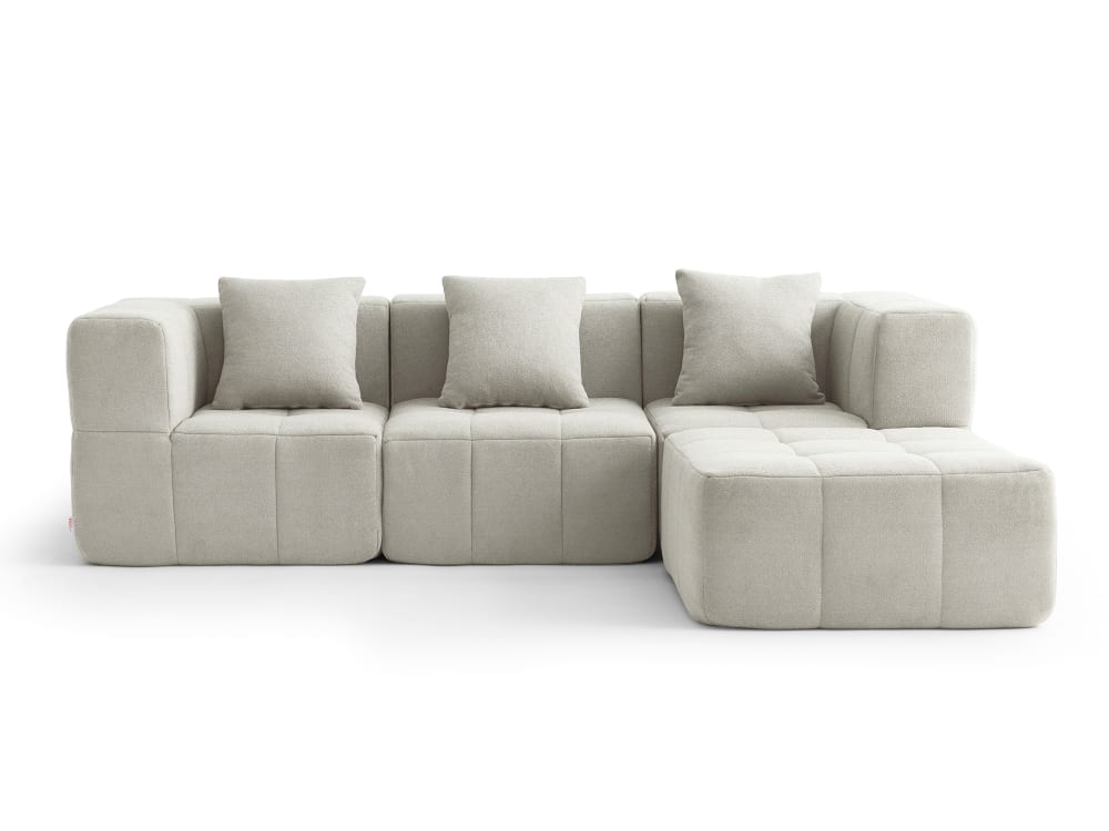 Canapé d'angle 3 places avec méridienne Tissu fine boucle Beige crème