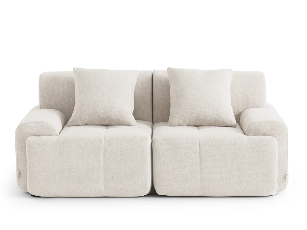 Canapé droit modulaire 2 places Tissu chenille Blanc ivoire
