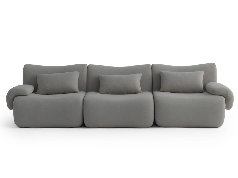 Canapé droit modulaire 3 places Tissu fine bouclette Gris nuage