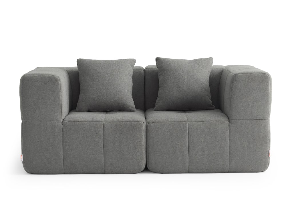 Canapé droit modulaire 2 places Tissu fine bouclette Gris nuage