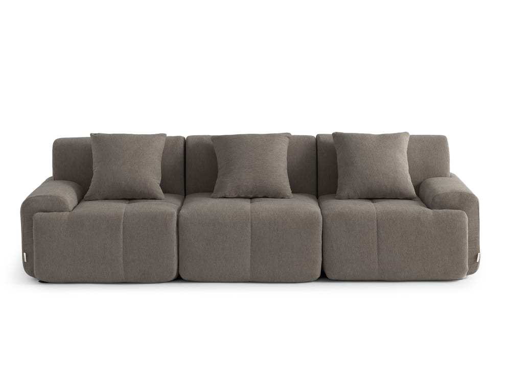 Canapé droit modulaire 3 places Tissu chenille Brun cendré