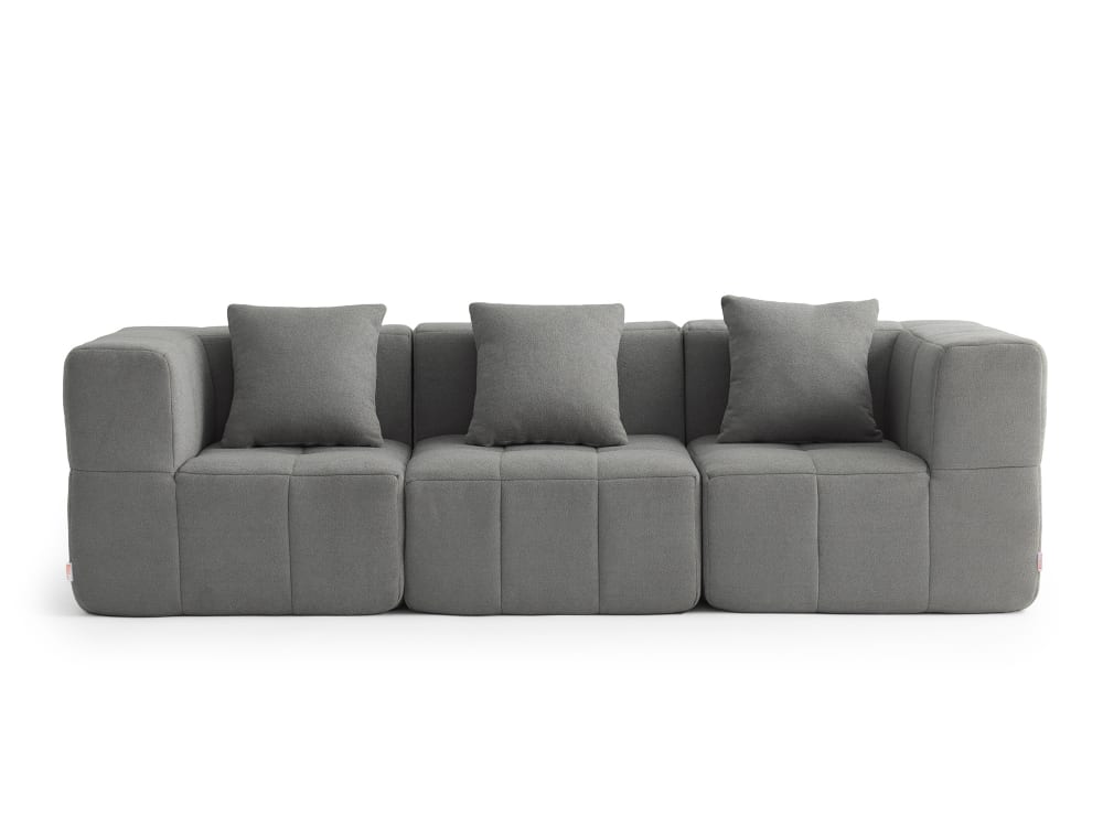 Canapé droit modulaire 3 places Tissu fine bouclette Gris nuage