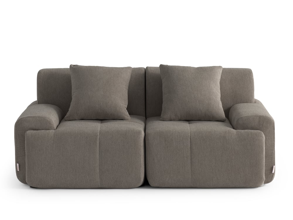 Canapé droit modulaire 2 places Tissu chenille Brun cendré