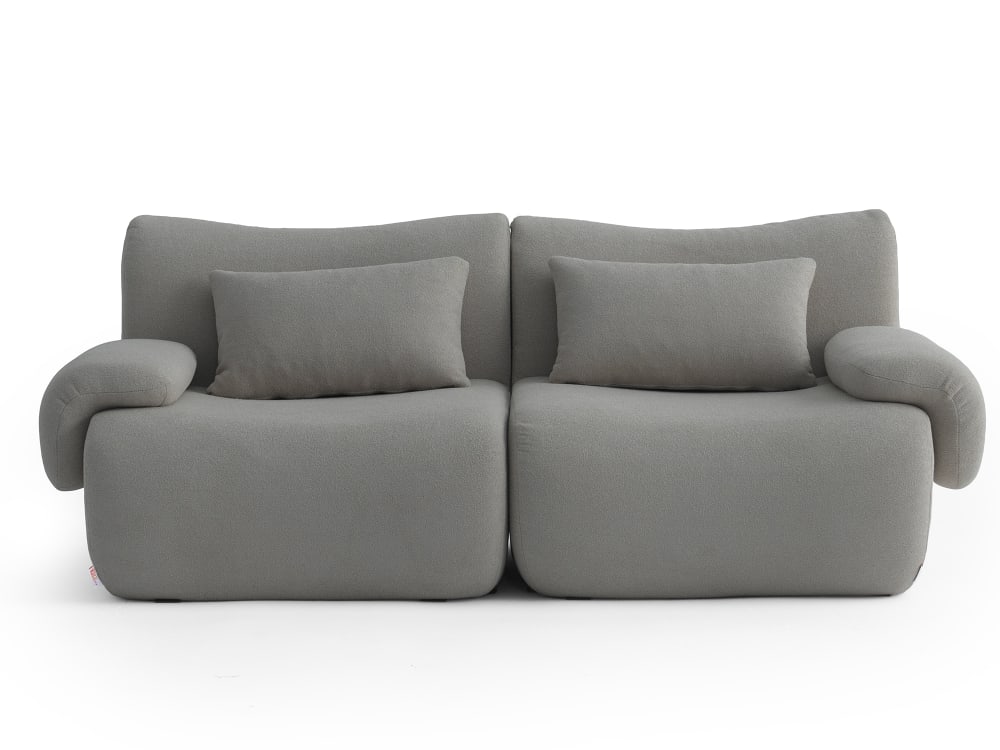 Canapé droit modulaire 2 places Tissu fine bouclette Gris nuage