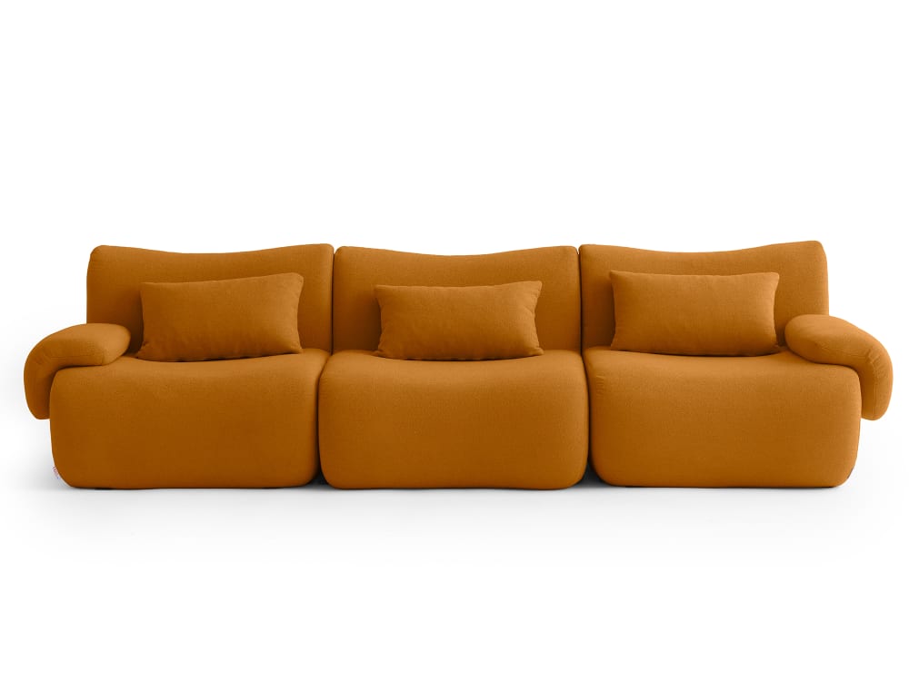 Canapé droit modulaire 3 places Tissu fine bouclette Brun cannelle