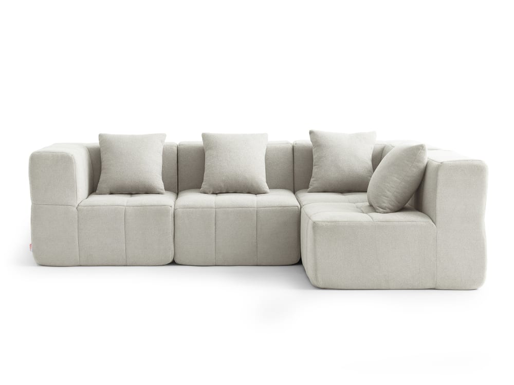 Canapé d'angle modulaire 4 places Tissu fine bouclette Beige crème