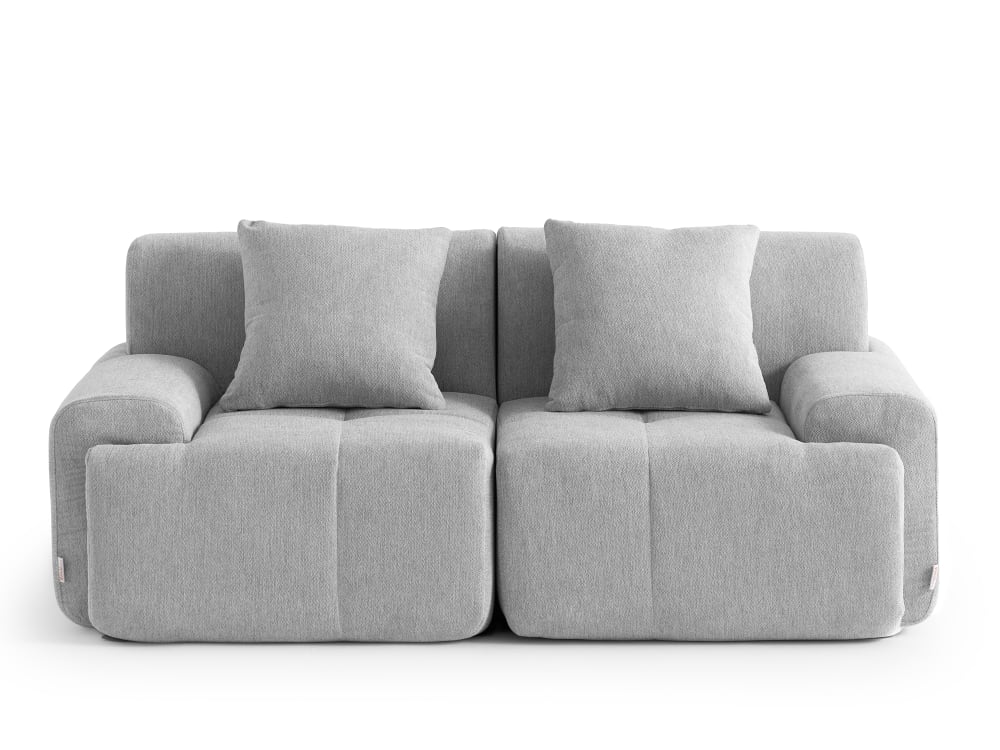 Canapé droit modulaire 2 places Tissu chenille Gris minéral