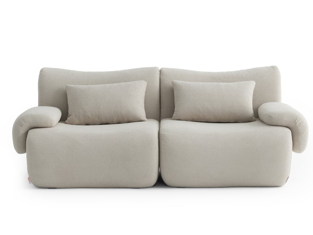 Canapé droit modulaire 2 places Tissu fine bouclette Beige pierre