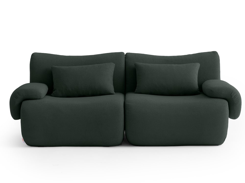 Canapé droit modulaire 2 places Tissu fine bouclette Vert foret