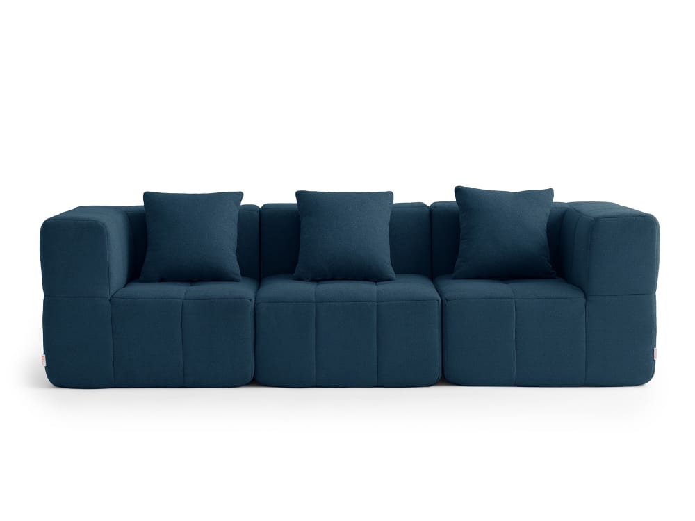 Canapé droit modulaire 3 places Tissu fine bouclette Bleu profond