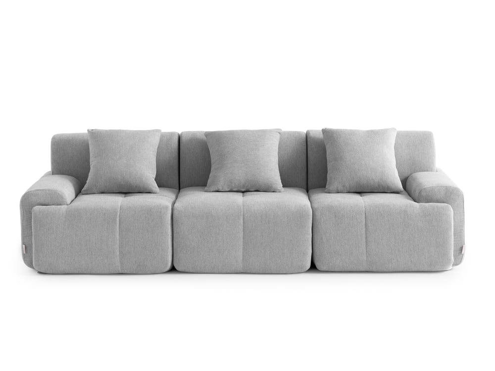 Canapé droit modulaire 3 places Tissu chenille Gris minéral