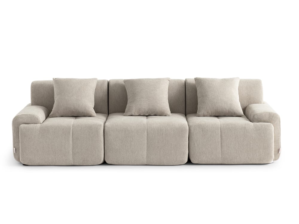Canapé droit modulaire 3 places Tissu chenille Beige sable