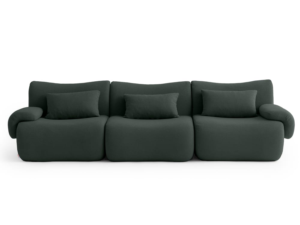Canapé droit modulaire 3 places Tissu fine bouclette Vert foret