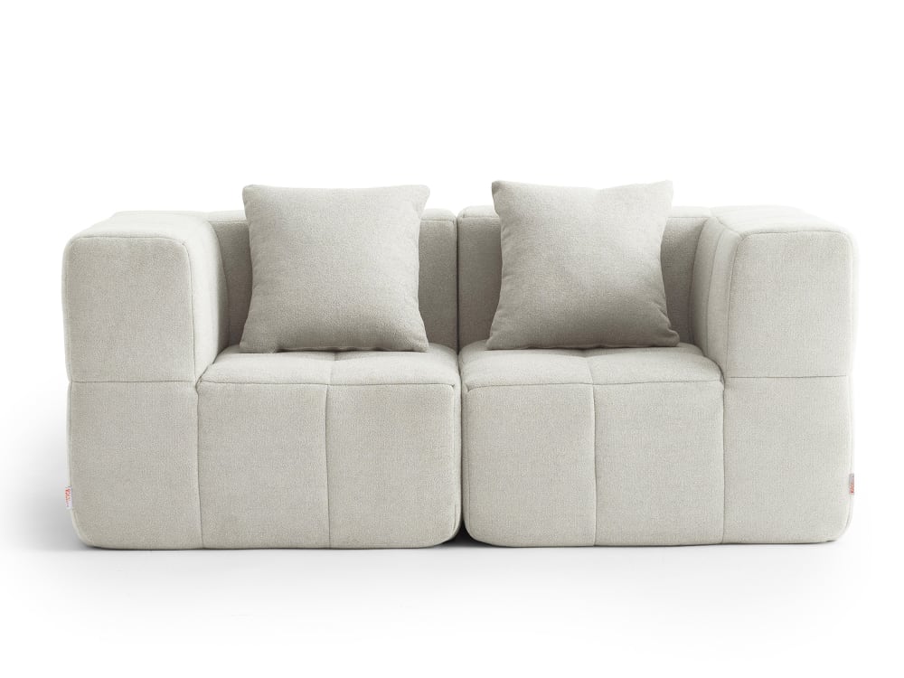 Canapé droit modulaire 2 places Tissu fine bouclette Beige crème