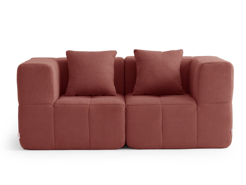 Canapé droit modulaire 2 places Tissu fine bouclette Rouge terracotta