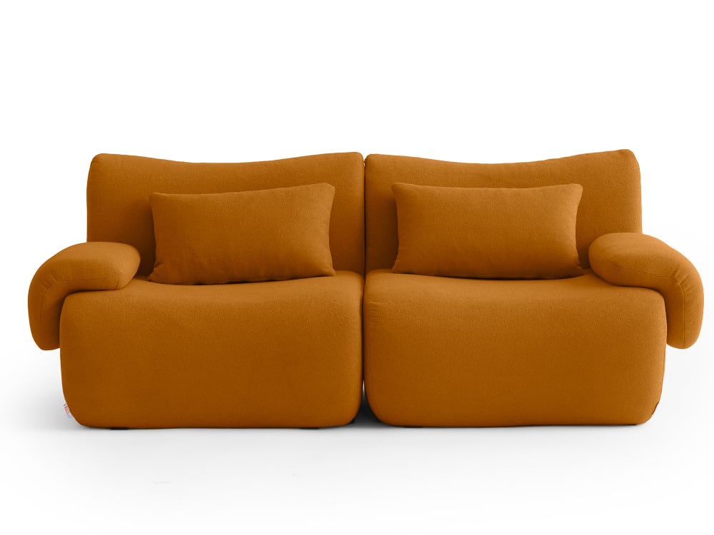 Canapé droit modulaire 2 places Tissu fine bouclette Brun cannelle