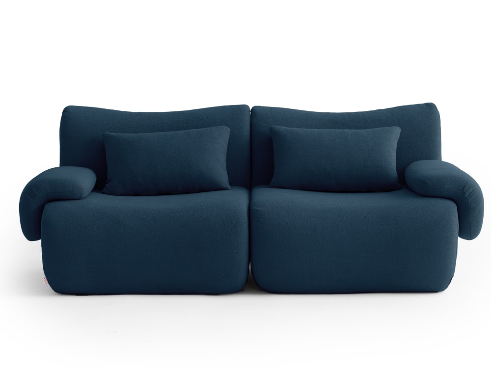 Canapé droit modulaire 2 places Tissu fine bouclette Bleu profond