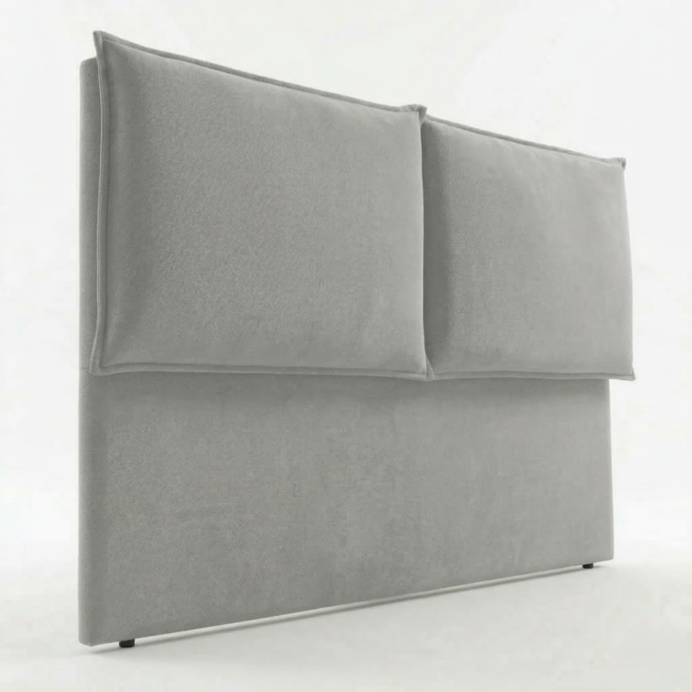 Tête de lit gris double panneau matelassé – lit 135 – 145x128 cm