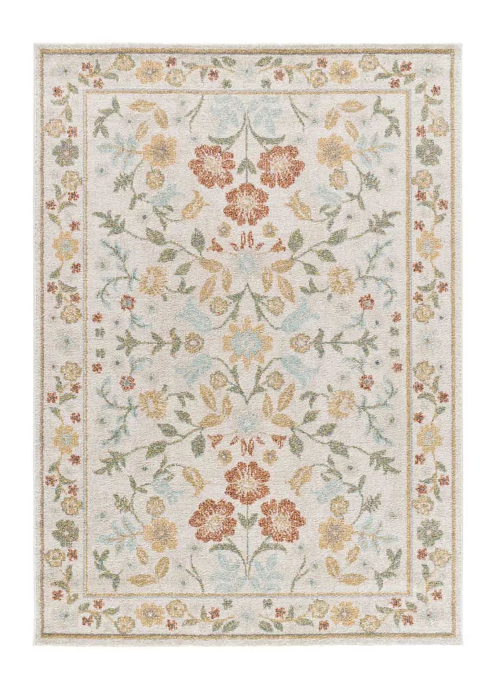 Tapis extérieur motifs floraux beige/multicolore 80x150 cm