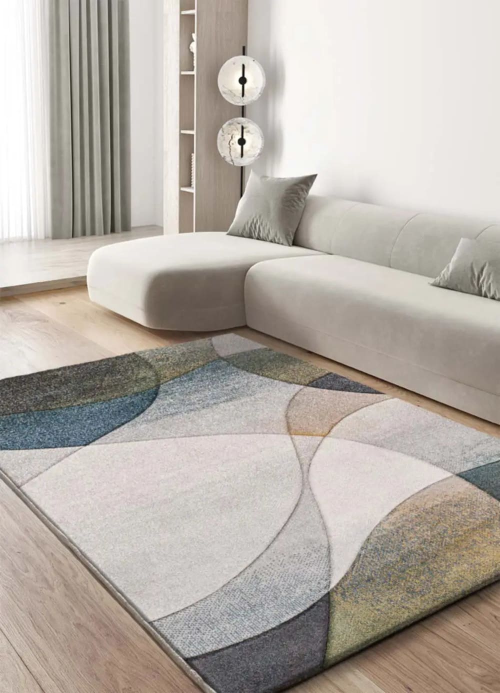 Tapis abstrait gris/bleu 140x200 cm — vue 3