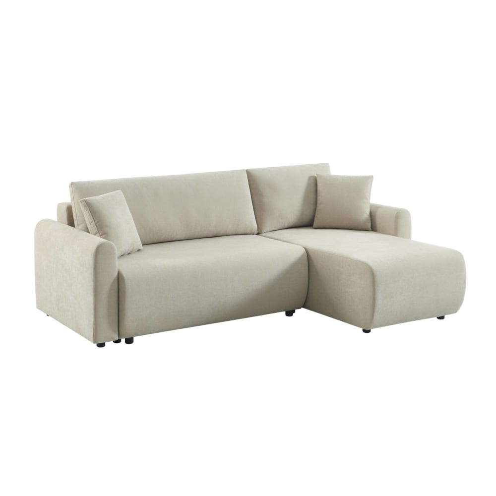 Canapé d'angle réversible, convertible, 3 places tissu beige