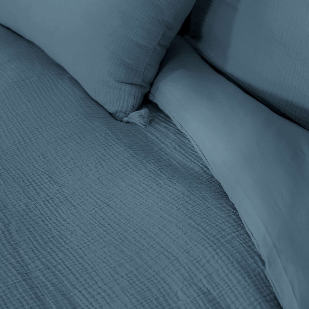 Parure de lit gaze de coton bleu foncé 140x200cm — vue 4