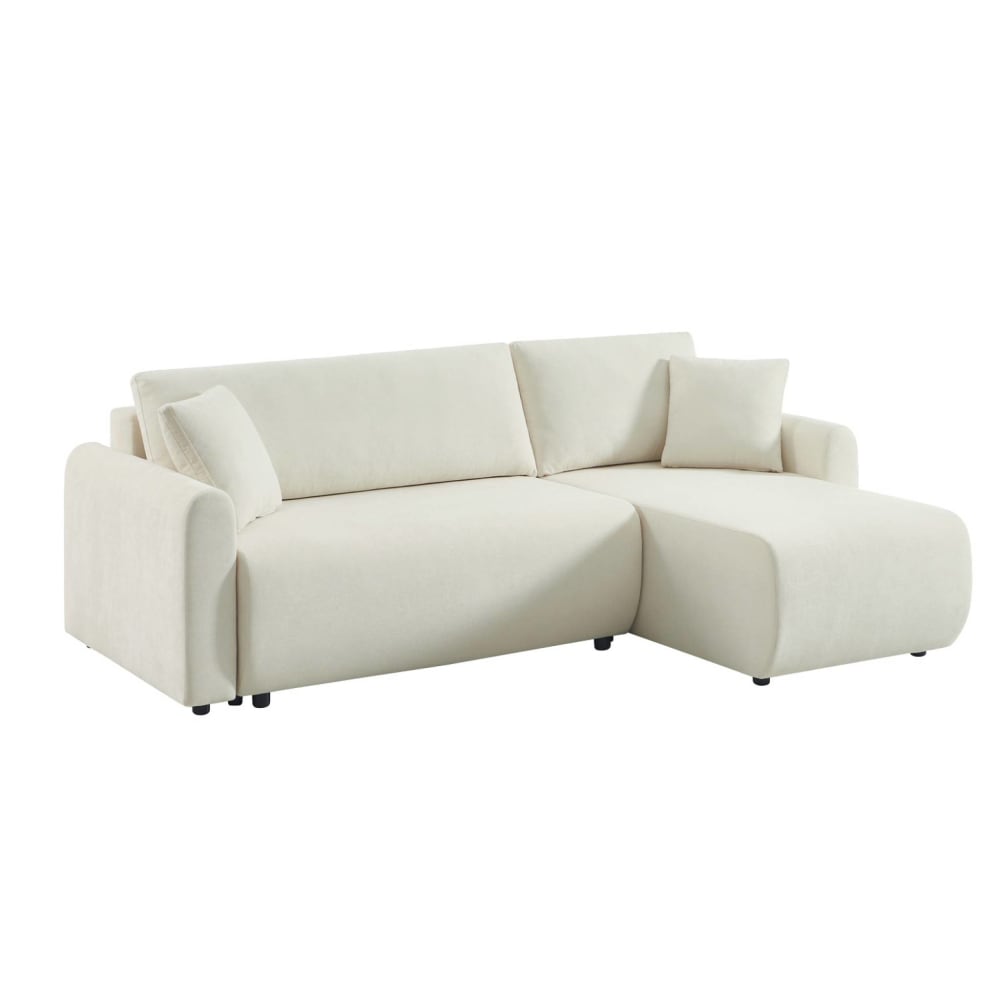 Canapé d'angle réversible, convertible, 3 places tissu crème