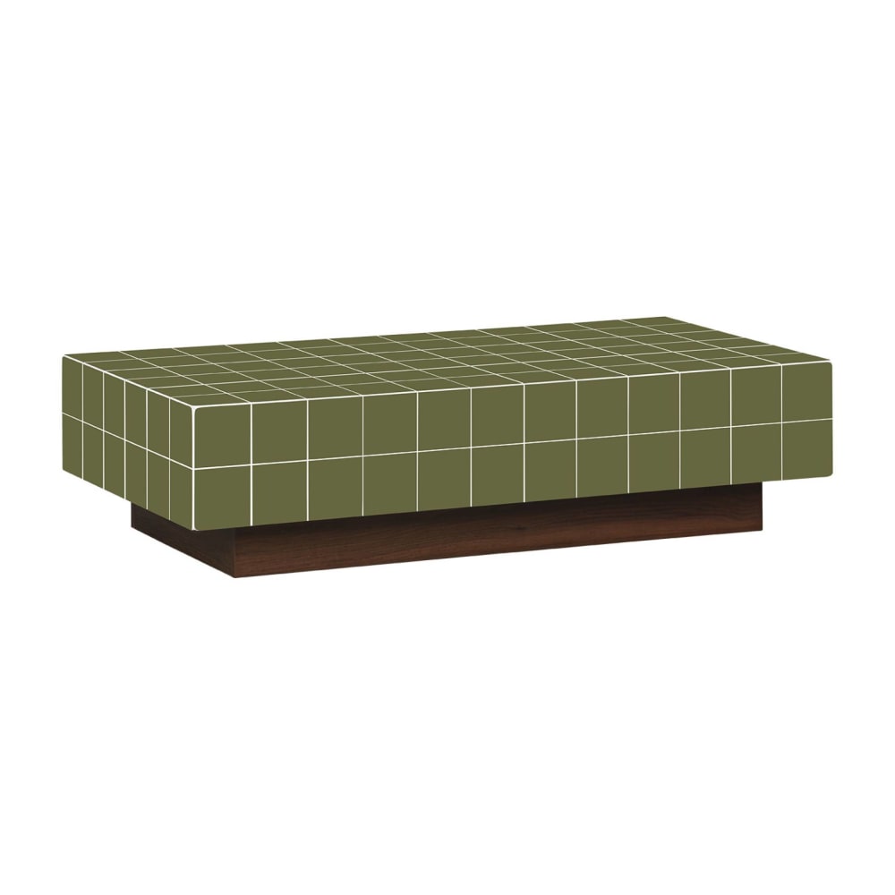 Table basse imitation carreaux de ciment 120cm kaki